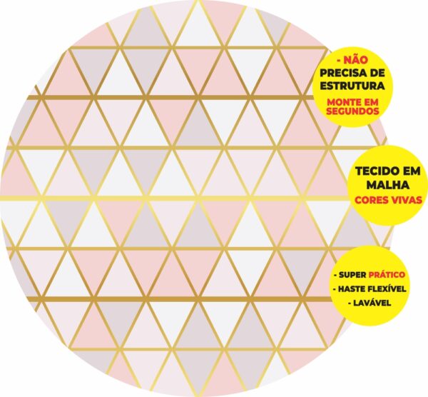 Painel Redondo 3D Rose Gold Abre Fácil Em Tecido