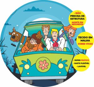 Painel Redondo 3D Scooby Doo Abre Fácil Em Tecido