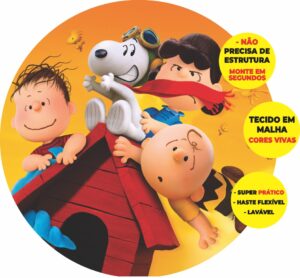 Painel Redondo 3D Snoopy Abre Fácil Em Tecido