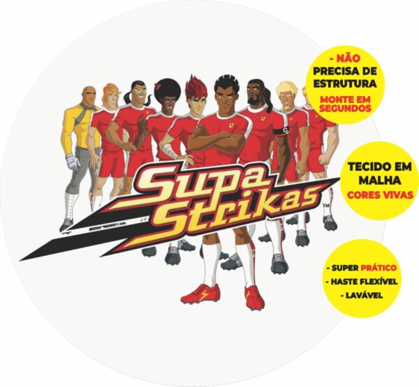 Painel Redondo 3D Supa Strikas Abre Fácil Em Tecido