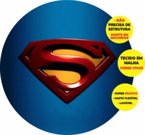 Painel Redondo 3D Super Homem Abre Fácil Em Tecido