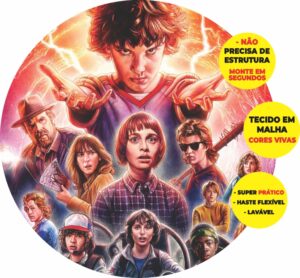 Painel Redondo 3D Stranger Things Abre Fácil Em Tecido