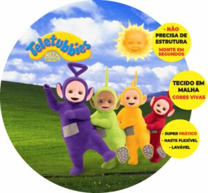 Painel Redondo 3D Teletubbies Abre Fácil Em Tecido