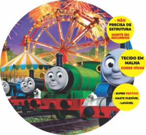 Painel Redondo 3D Thomas E Seus Amigos Abre Fácil Em Tecido