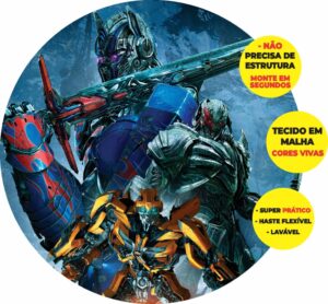 Painel Redondo 3D Transformers Abre Fácil Em Tecido