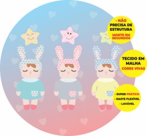 Painel Redondo 3D Bonecas Metodoll Abre Fácil Em Tecido