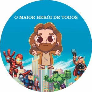 Painel Redondo 3D Jesus Herói Tecido Sublimado