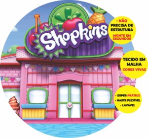 Painel Redondo 3D Shopkins Abre Fácil Em Tecido
