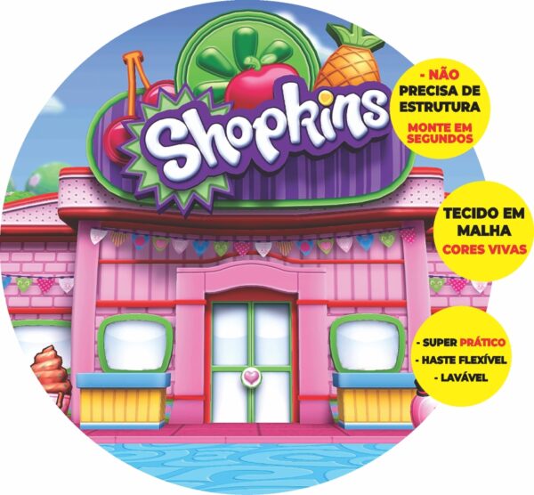 Painel Redondo 3D Shopkins Abre Fácil Em Tecido