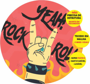 Painel Redondo 3D Rock Roll Abre Fácil Tecido