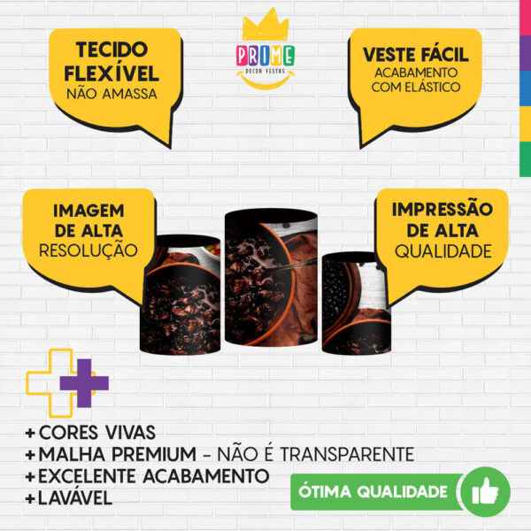 Trio Capa Cilindro Feijoada 3D Em Tecido Com Elástico - Image 3
