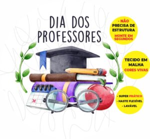 Painel Redondo 3D Dia Dos Professores Abre Fácil Em Tecido