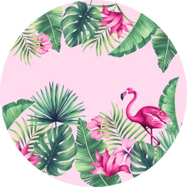 Painel Redondo 3D Flamingo Tecido Sublimado