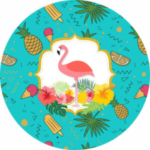 Painel Redondo 3D Flamingo Tecido Sublimado