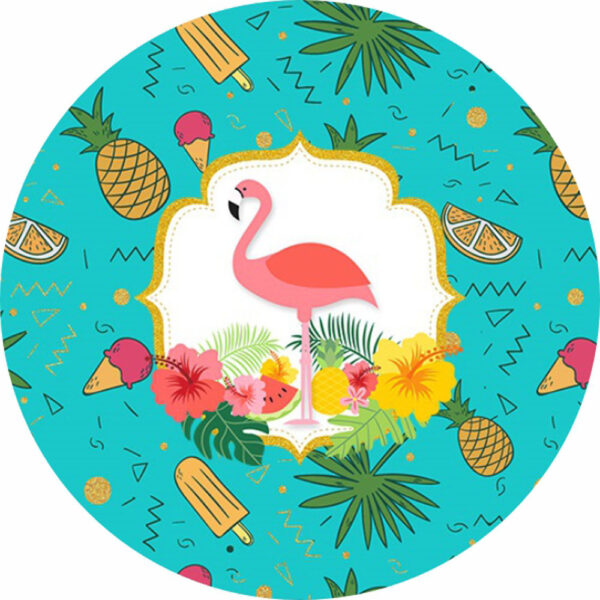 Painel Redondo 3D Flamingo Tecido Sublimado