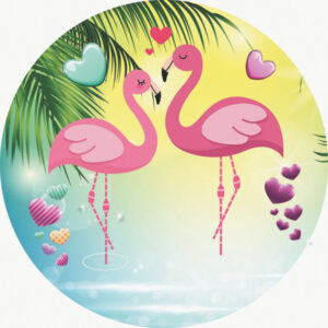 Painel Redondo 3D Flamingo Tecido Sublimado