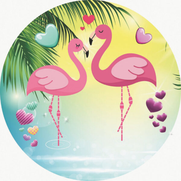 Painel Redondo 3D Flamingo Tecido Sublimado