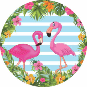 Painel Redondo 3D Flamingo Tecido Sublimado