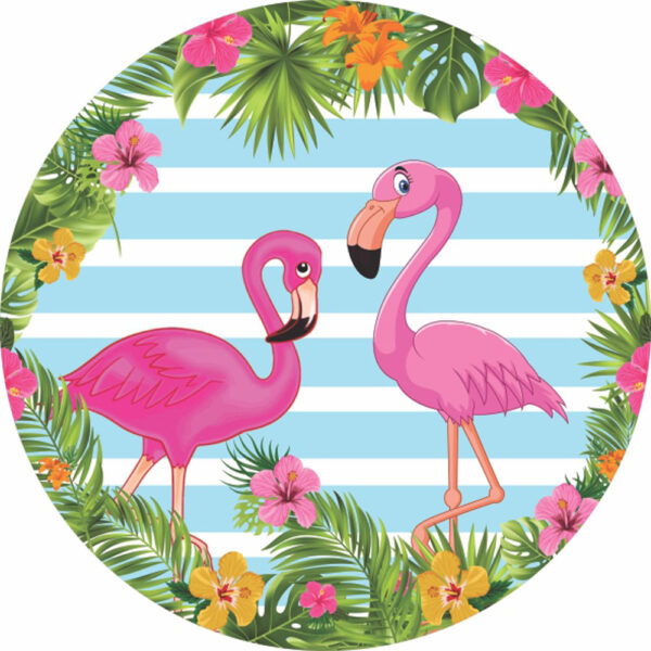 Painel Redondo 3D Flamingo Tecido Sublimado