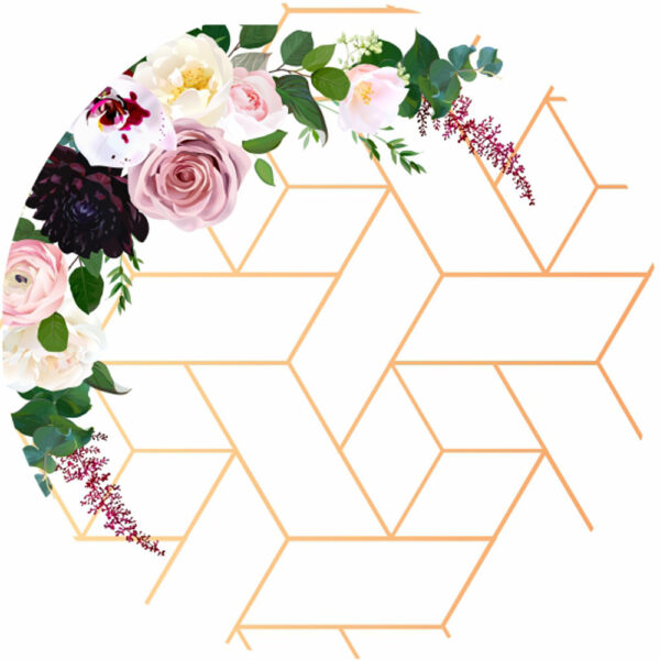 Painel Redondo 3D Floral Tecido Sublimado