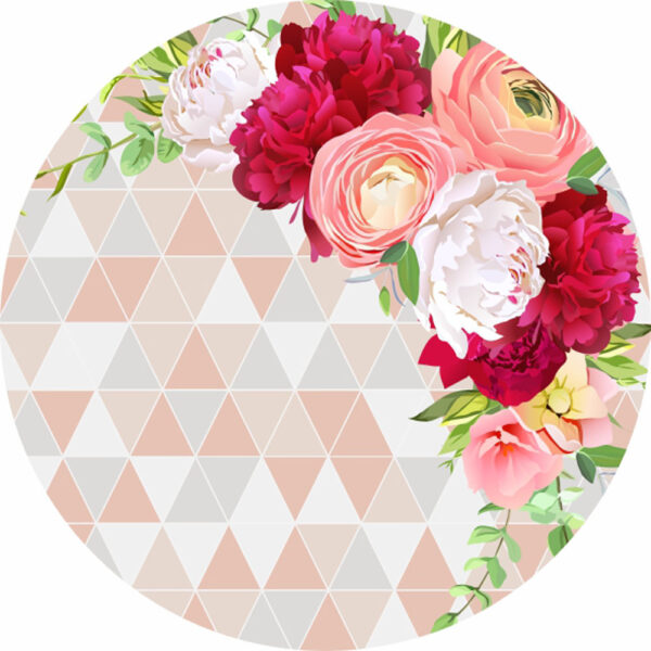 Painel Redondo 3D Floral Tecido Sublimado