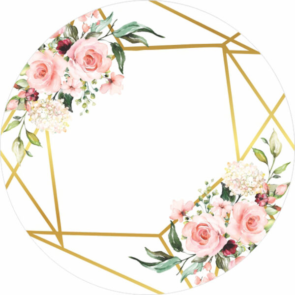 Painel Redondo 3D Floral Tecido Sublimado