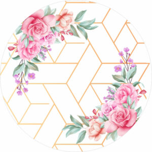 Painel Redondo 3D Floral Tecido Sublimado