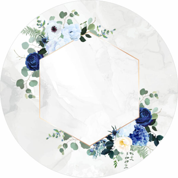 Painel Redondo 3D Floral Tecido Sublimado