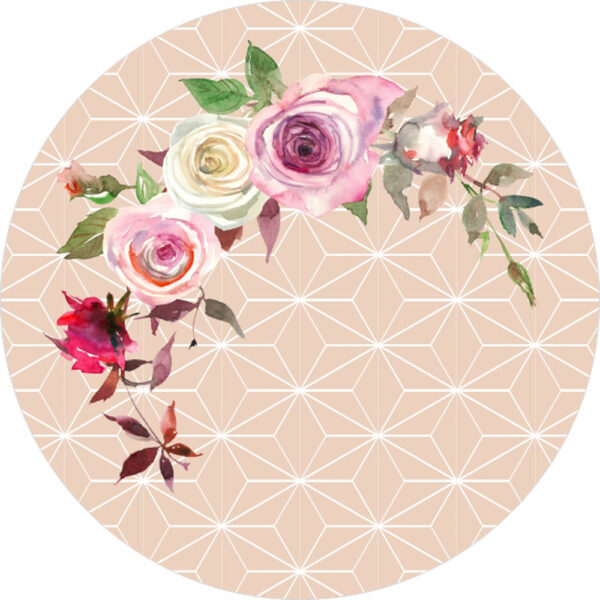 Painel Redondo 3D Floral Tecido Sublimado