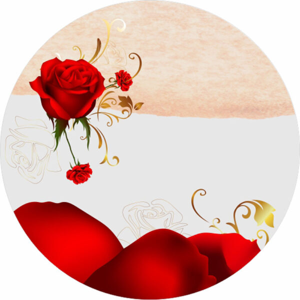 Painel Redondo 3D Floral Vermelho Tecido Sublimado