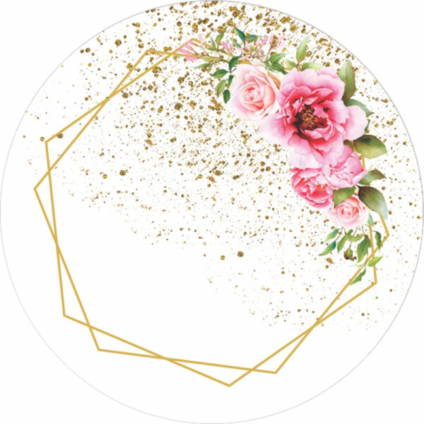 Painel Redondo 3D Floral Tecido Sublimado