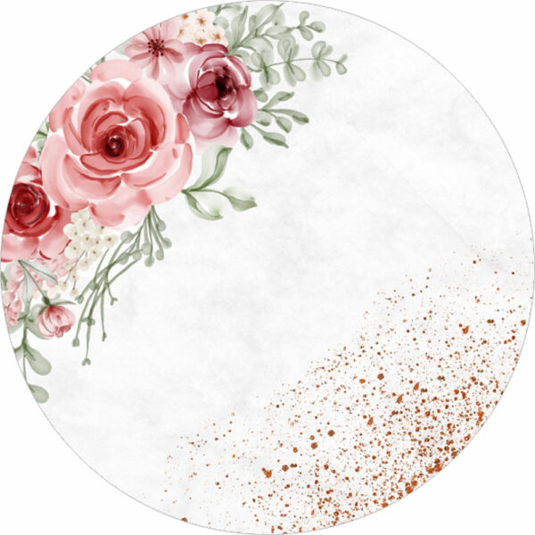 Painel Redondo 3D Floral Tecido Sublimado