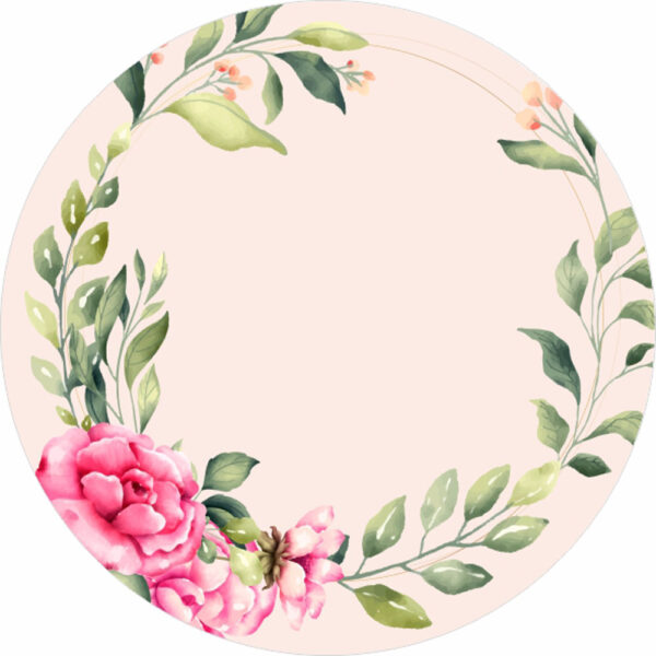 Painel Redondo 3D Floral Tecido Sublimado