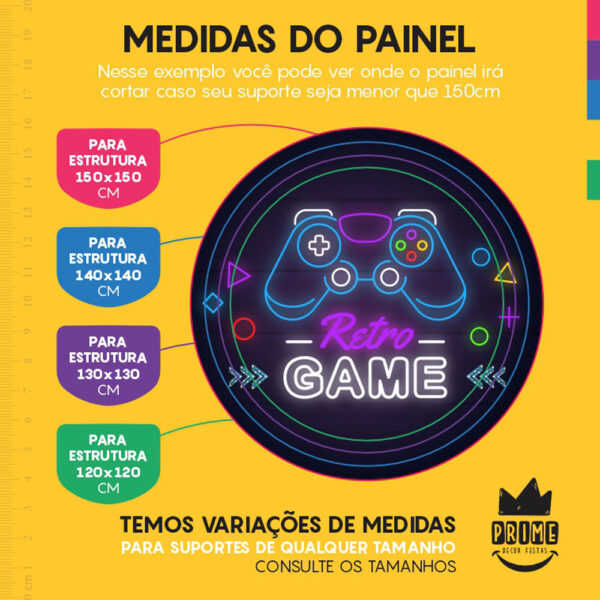 Painel Redondo 3D Game Tecido Sublimado - Image 4