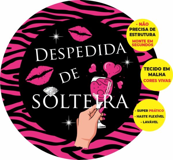 Painel Redondo 3D Despedida De Solteira Abre Fácil Em Tecido