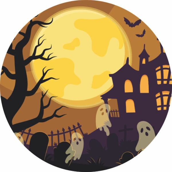 Painel Redondo 3D Halloween Tecido Sublimado