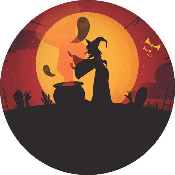 Painel Redondo 3D Halloween Tecido Sublimado