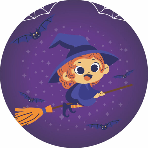 Painel Redondo 3D Halloween Roxo Tecido Sublimado