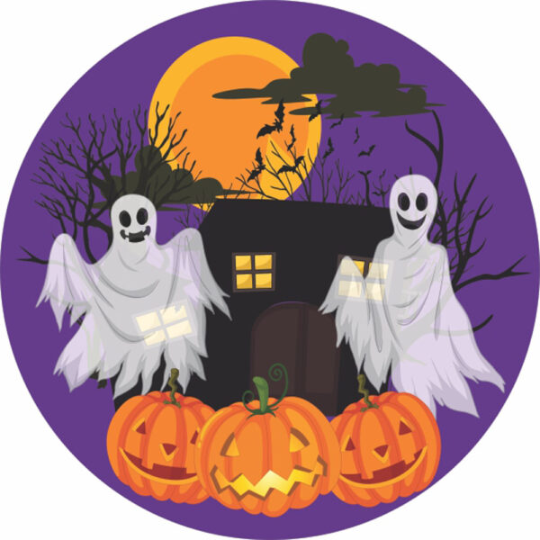 Painel Redondo 3D Halloween Tecido Sublimado