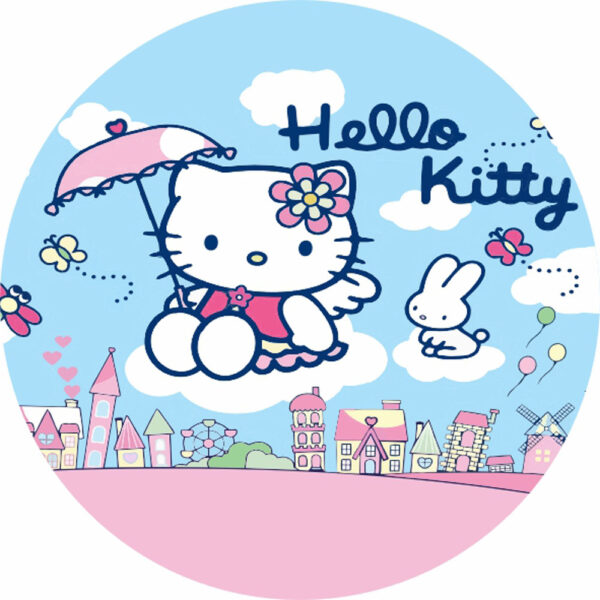 Painel Redondo 3D Hello Kitty Tecido Sublimado