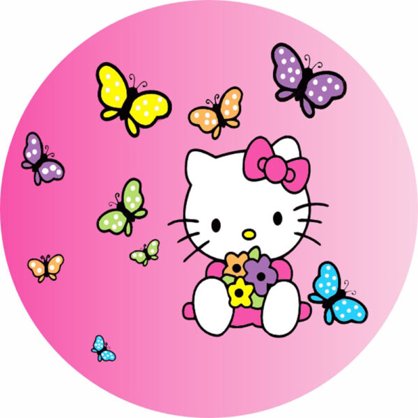 Painel Redondo 3D Hello Kitty Tecido Sublimado