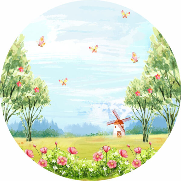 Painel Redondo 3D Jardim Tecido Sublimado