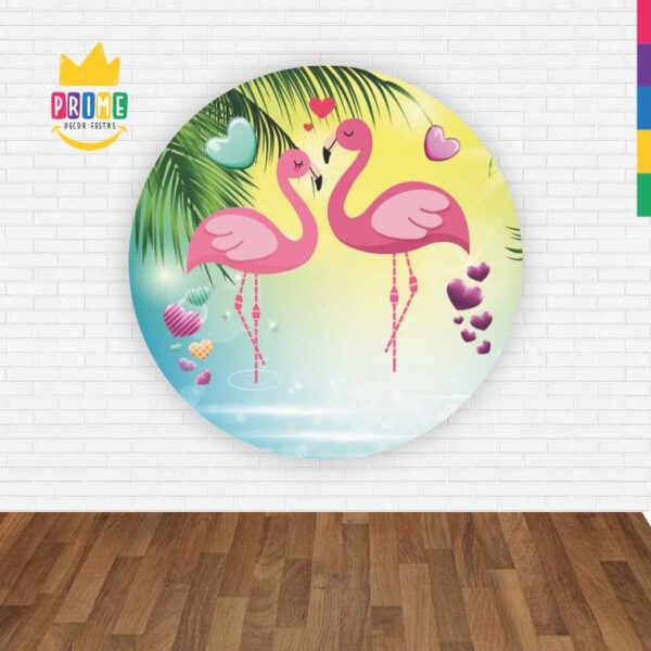 Painel Redondo 3D Flamingo Abre Fácil Tecido - Image 2