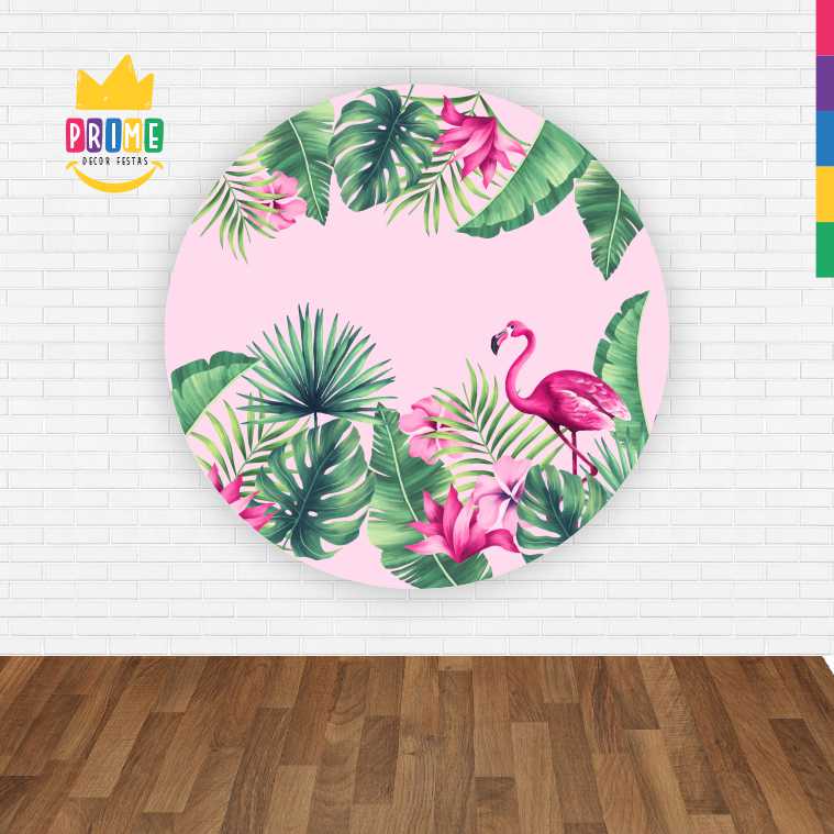 Painel Redondo 3D Flamingo Abre Fácil Tecido - Imagem 2