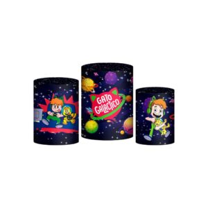 Trio Capas Cilindros Sublimado Gato Galáctico Tecido Veste Fácil