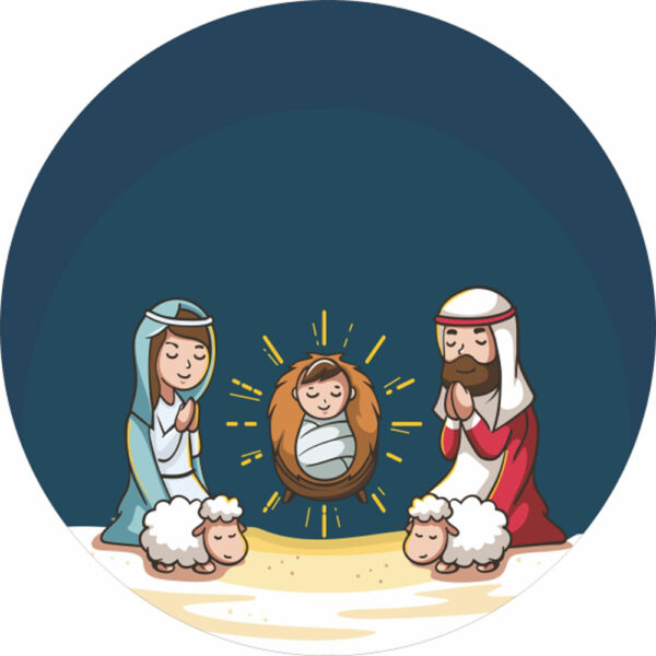 Painel Redondo 3D Menino Jesus Tecido Sublimado