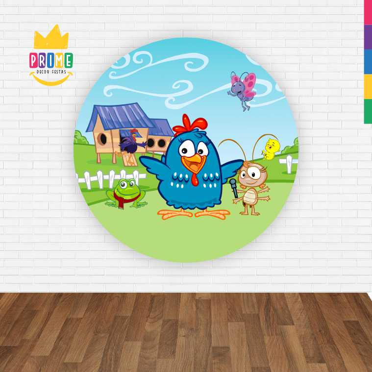 Painel Redondo 3D Galinha Pintadinha Abre Fácil Tecido - Imagem 2