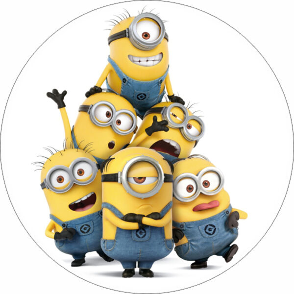 Painel Redondo 3D Minions Tecido Sublimado