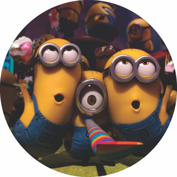 Painel Redondo 3D Minions Tecido Sublimado
