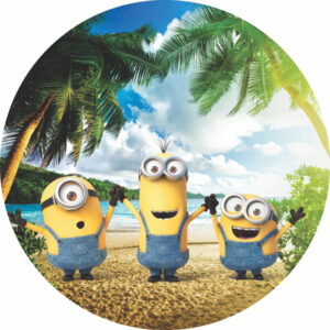 Painel Redondo 3D Minions Praia Tecido Sublimado